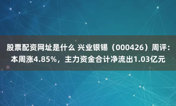 股票配资网址是什么 兴业银锡（000426）周评：本周涨4.85%，主力资金合计净流出1.03亿元